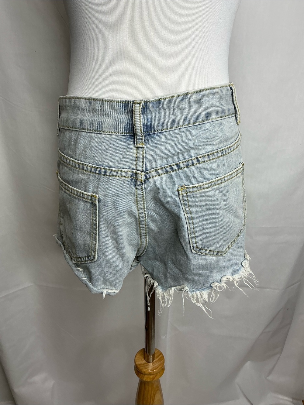 2259 - SHEIN Light Blue Distressed Denim Jean Shorts - Picture 4 of 6